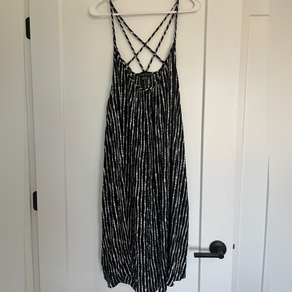City Chic Black and White Backless Dress